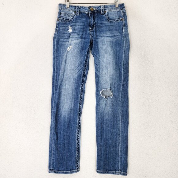 Kut From The Kloth Jeans Womens 4 Blue Stevie Ankle Straight Leg Distressed - Picture 1 of 11